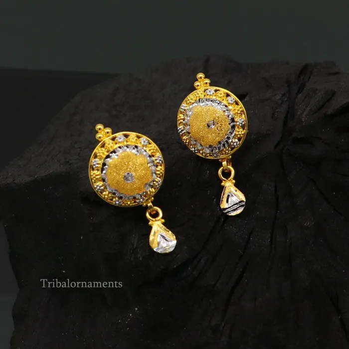 Earrings TRIBAL ORNAMENTS 22Kt yellow gold handmade Stylish designer fancy earring gorgeous brides gift daily use best gifting stud earring charm jewelry ear129 Earrings TRIBAL ORNAMENTS 22Kt yellow gold handmade Stylish designer fancy earring gorgeous brides gift daily use best gifting stud earring charm jewelry ear129