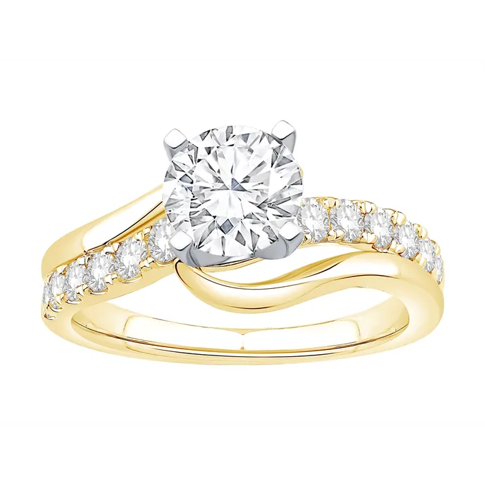 14K Yellow and White Gold Diamond Semimount Ring Swirl Design Engagement Collections Rings 14K Yellow and White Gold Diamond Semimount Ring Swirl Design Engagement Collections Rings