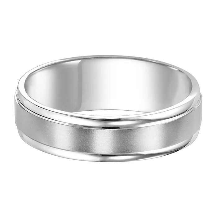 6mm 14K White Gold Wedding Band with Brushed Center and Polished Round Edges Size 13 Mens Bands Rings 6mm 14K White Gold Wedding Band with Brushed Center and Polished Round Edges Size 13 Mens Bands Rings