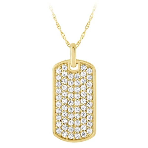Necklaces Meierotto Jewelers 14K Yellow Gold Diamond Dog Tag Pendant Necklace