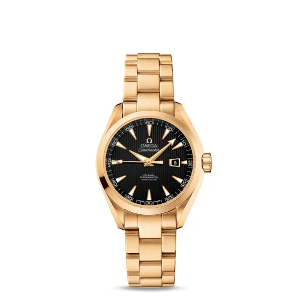 Omega Bracelets Omega Seamaster 34mm Watch Ref 23150342001001 Black Index Dial 18K Yellow Gold Bracelet Omega Bracelets Omega Seamaster 34mm Watch Ref 23150342001001 Black Index Dial 18K Yellow Gold Bracelet