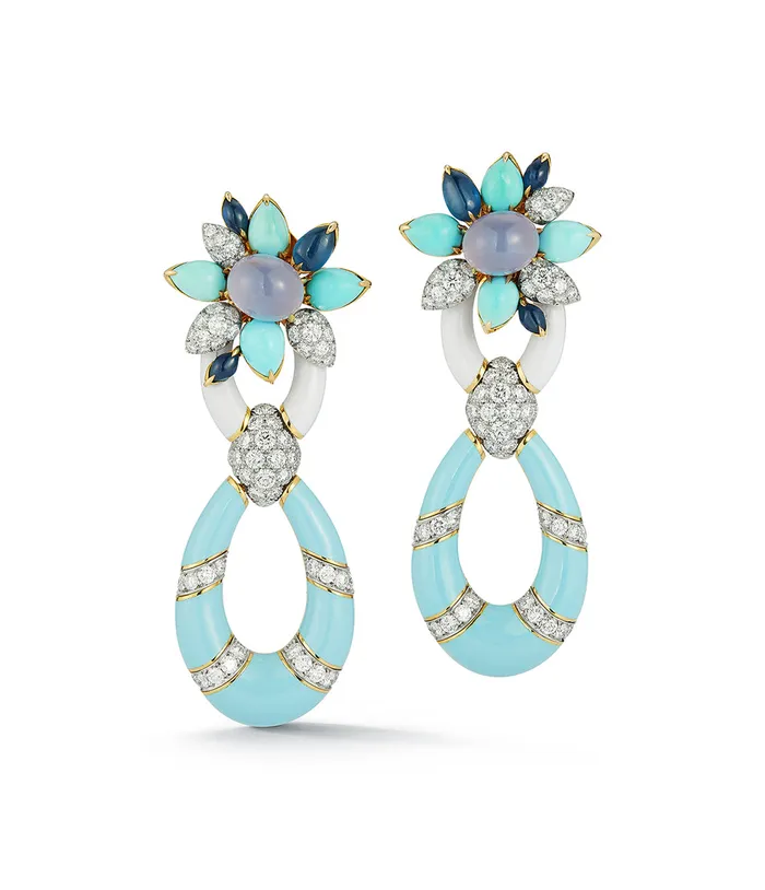 Asheville Earrings Light Blue Enamel Turquoise Diamonds David Webb Workshop Earrings Asheville Earrings Light Blue Enamel Turquoise Diamonds David Webb Workshop Earrings