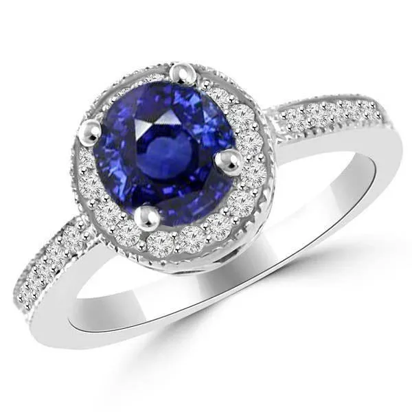 Rings Ceylon Sapphire Halo Natural Earth Mined Diamond 150 Carats Ring White Gold 14K GB Rings Ceylon Sapphire Halo Natural Earth Mined Diamond 150 Carats Ring White Gold 14K GB