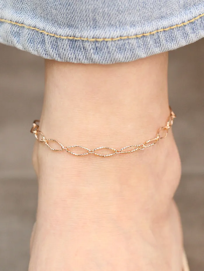 14K 18K Gold Cutting Twist Coin Chain Anklet MinimalBijoux PreStyled Sets