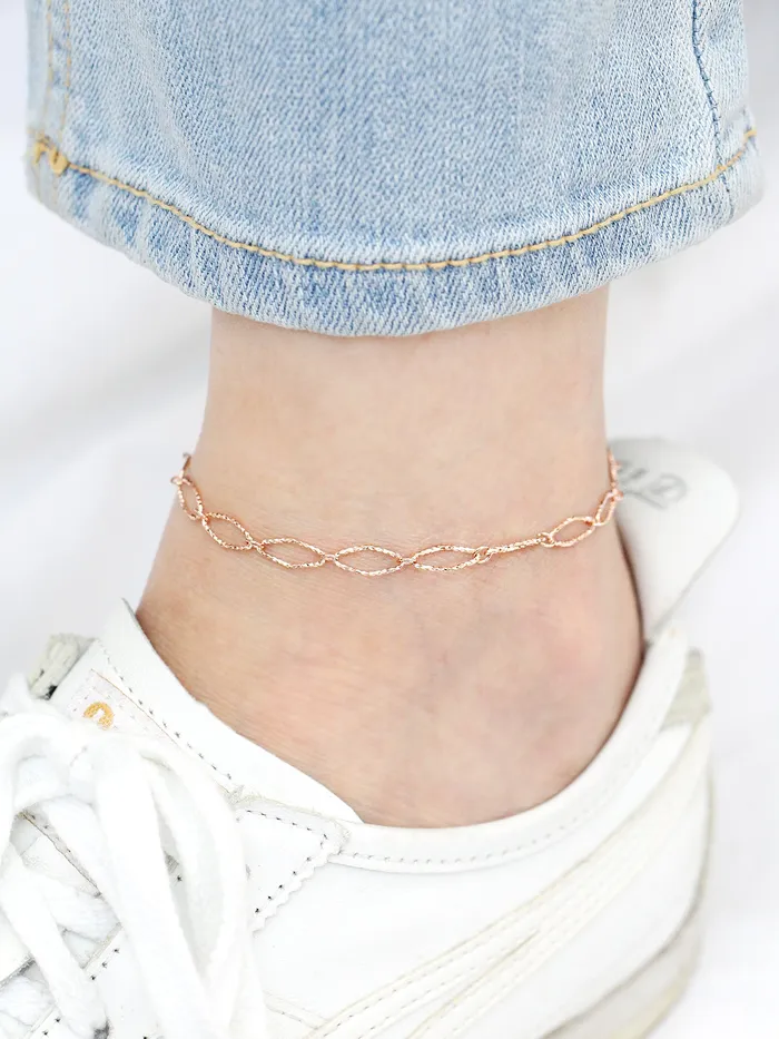 14K 18K Gold Cutting Twist Coin Chain Anklet MinimalBijoux PreStyled Sets