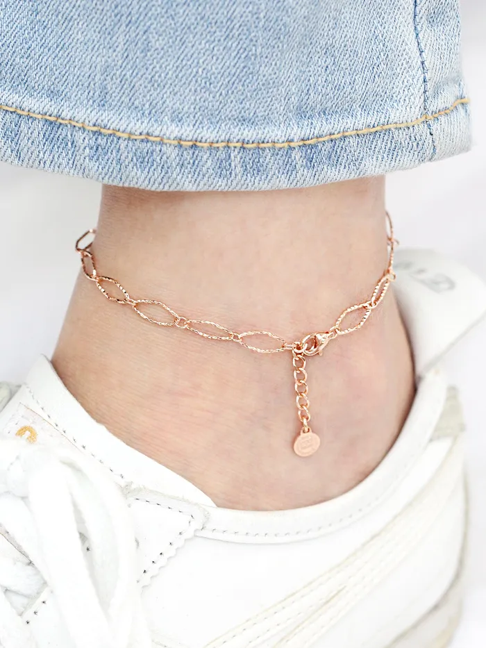 14K 18K Gold Cutting Twist Coin Chain Anklet MinimalBijoux PreStyled Sets