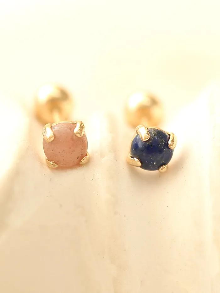 14K gold Gemstone cartilage earring 20g MinimalBijoux Earrings