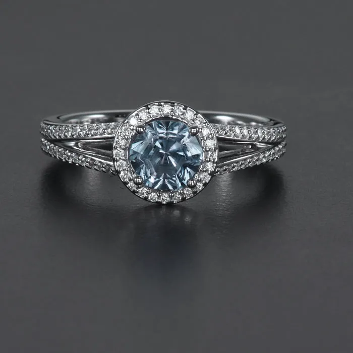 14K White Gold Montana Sapphire and Diamond Ring 150 Carats Moriartys Gem Art Rings 14K White Gold Montana Sapphire and Diamond Ring 150 Carats Moriartys Gem Art Rings