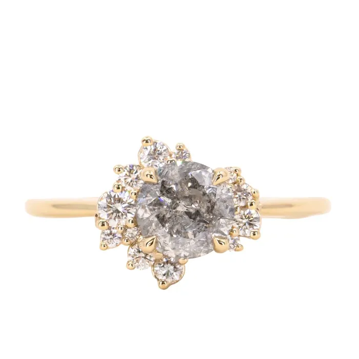 Anueva Jewelry Rings 116ct Round Salt And Pepper Diamond Asymmetrical Cluster Ring In 14k Yellow Gold Anueva Jewelry Rings 116ct Round Salt And Pepper Diamond Asymmetrical Cluster Ring In 14k Yellow Gold