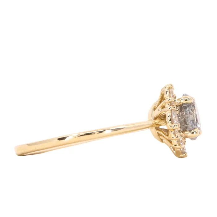 Anueva Jewelry Rings 116ct Round Salt And Pepper Diamond Asymmetrical Cluster Ring In 14k Yellow Gold
