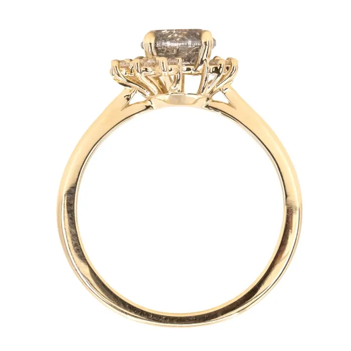 Anueva Jewelry Rings 116ct Round Salt And Pepper Diamond Asymmetrical Cluster Ring In 14k Yellow Gold