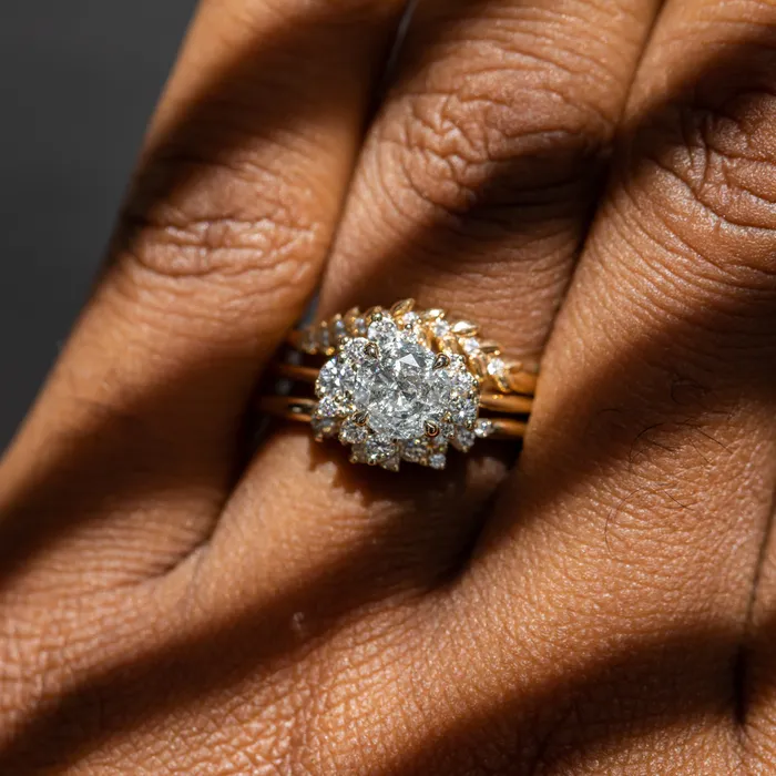 Anueva Jewelry Rings 116ct Round Salt And Pepper Diamond Asymmetrical Cluster Ring In 14k Yellow Gold