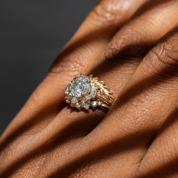 Anueva Jewelry Rings 116ct Round Salt And Pepper Diamond Asymmetrical Cluster Ring In 14k Yellow Gold