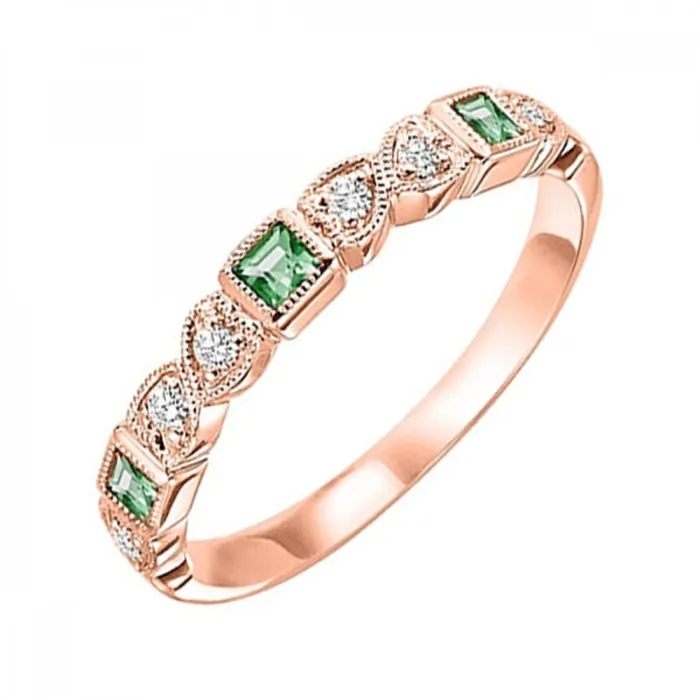 14K Gold Stackable Diamond Emerald Band International Diamond Center Rings