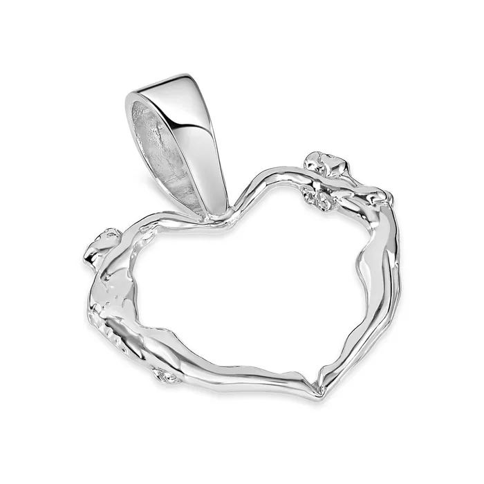 Eternity Collars Couple Heart Pendant in Sterling Silver Necklaces