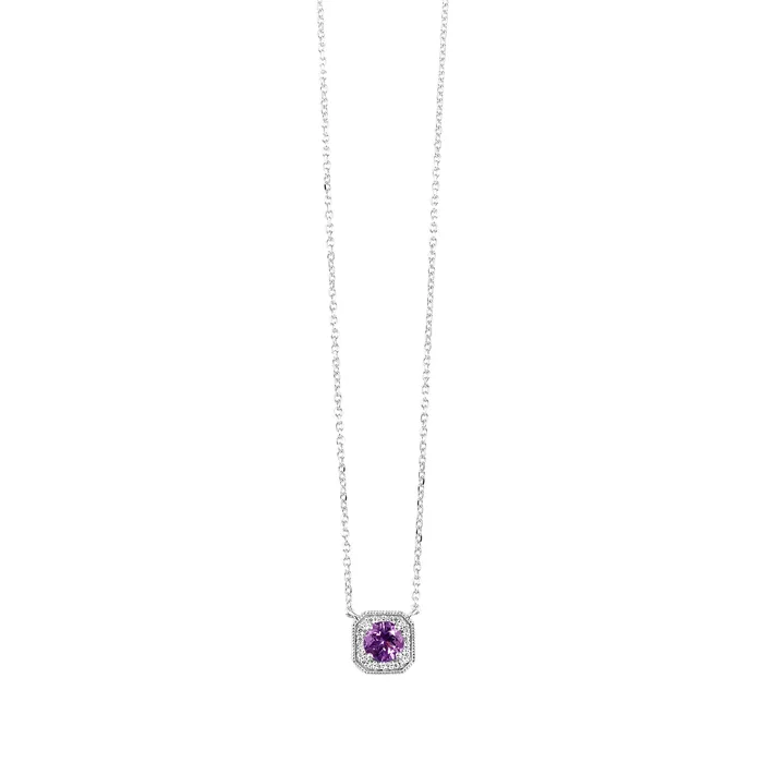 Gems One Necklaces White Gold Diamond Amethyst Fashion Pendant Necklace