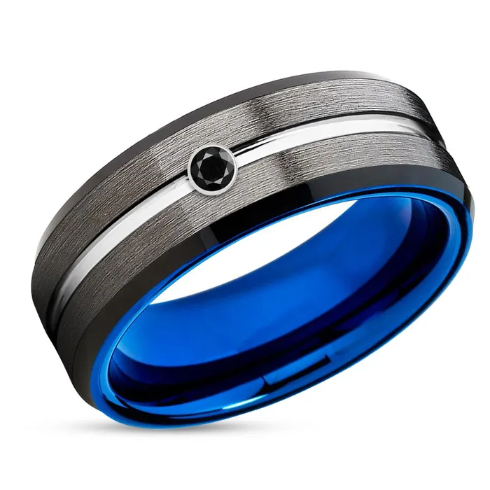 Gunmetal Wedding Ring Blue Tungsten Ring Blue Wedding Band Black Diamond Ring Clean Casting Jewelry Rings Gunmetal Wedding Ring Blue Tungsten Ring Blue Wedding Band Black Diamond Ring Clean Casting Jewelry Rings
