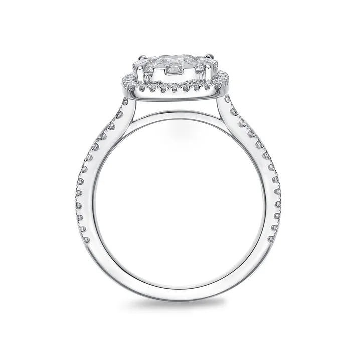 IDC Signature Collection White Gold Bouquet Cushion Halo Engagement Ring 98ctw approx 40 cen International Diamond Center Rings IDC Signature Collection White Gold Bouquet Cushion Halo Engagement Ring 98ctw approx 40 cen International Diamond Center Rings