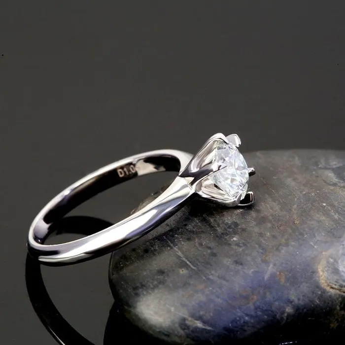 Luxus Moissanite Rings Jewelry Rings Platinum Plated Silver Solitaire Moissanite Ring 2ct
