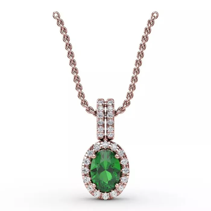 Necklaces International Diamond Center Fana Emerald Diamond Halo Pendant Necklace Necklaces International Diamond Center Fana Emerald Diamond Halo Pendant Necklace