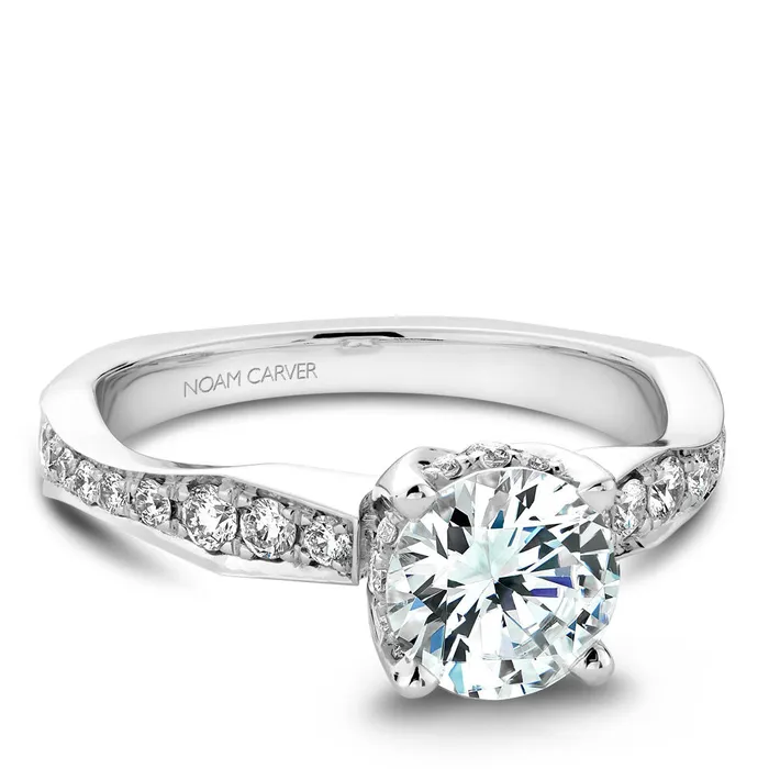 Noam Carver White Gold Curved Channel Set Euro Shank Engagement Ring Setting 061 CTW International Diamond Center Rings