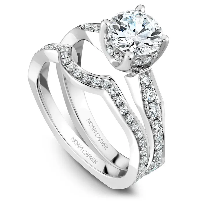 Noam Carver White Gold Curved Channel Set Euro Shank Engagement Ring Setting 061 CTW International Diamond Center Rings
