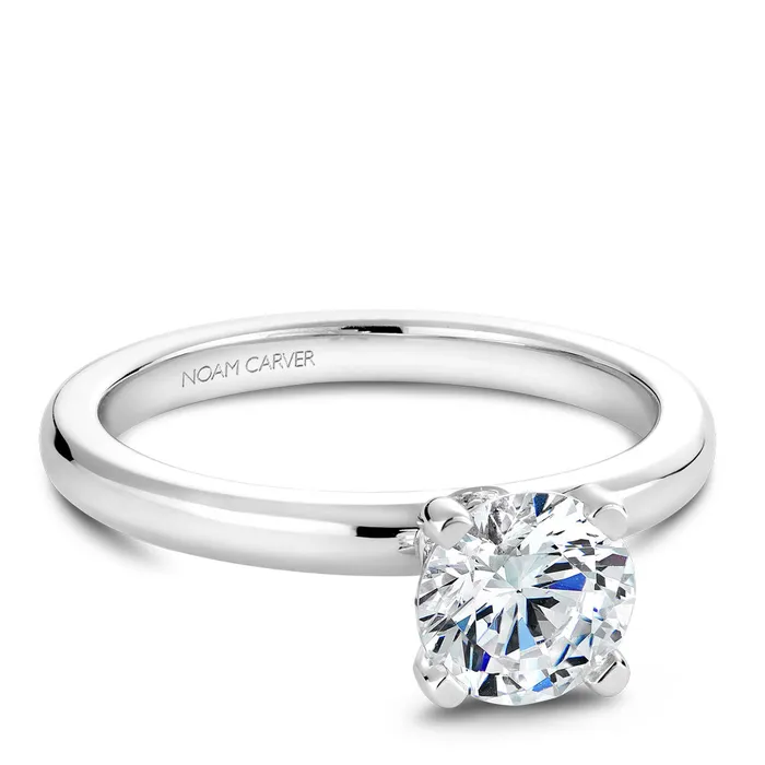Noam Carver White Gold Peg Head Semi Mount Solitaire Engagement Ring Setting with Diamond Accents 004 CTW International Diamond Center Rings