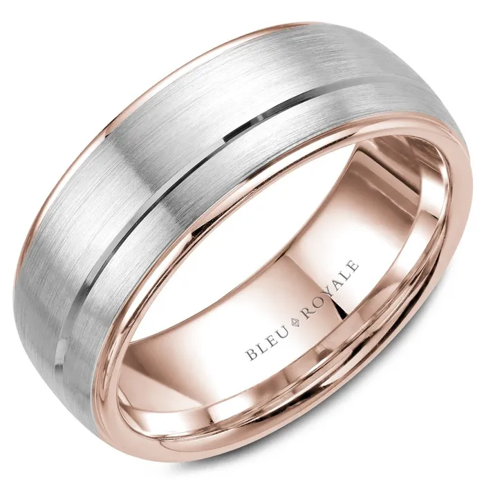 Rings International Diamond Center Bleu Royale Rose and White Gold Mens Band RYL002WR85 Rings International Diamond Center Bleu Royale Rose and White Gold Mens Band RYL002WR85