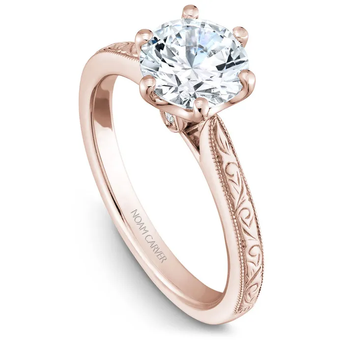 Rings International Diamond Center Noam Carver Rose Gold 6 Prong Engagement Ring Setting 002 CTW Rings International Diamond Center Noam Carver Rose Gold 6 Prong Engagement Ring Setting 002 CTW