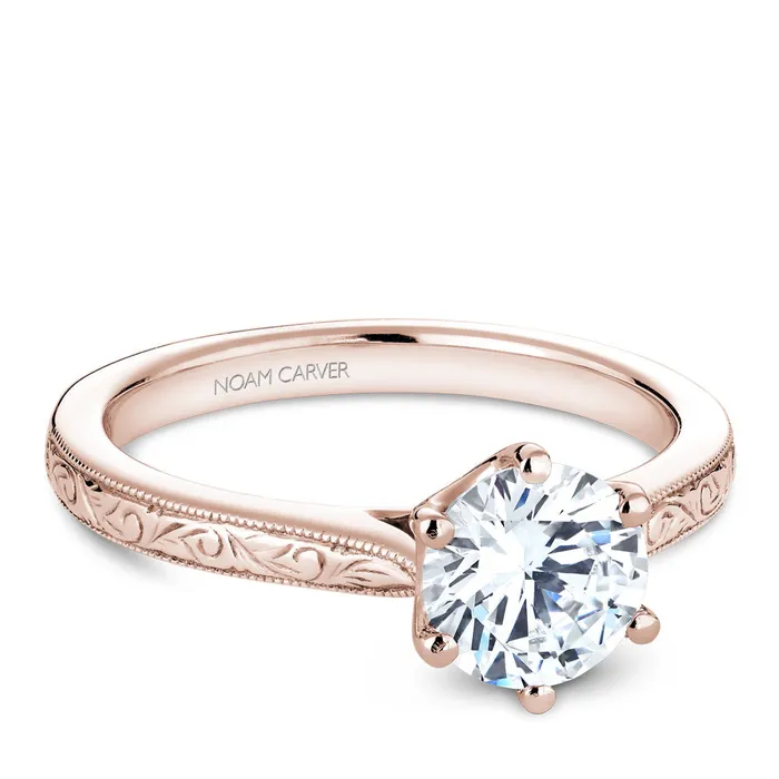 Rings International Diamond Center Noam Carver Rose Gold 6 Prong Engagement Ring Setting 002 CTW