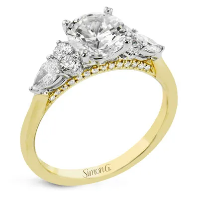 Simon G Round Cut Three Stone Engagement Ring Setting 066CTW International Diamond Center Rings