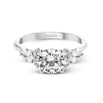 Simon G Round Cut Three Stone Engagement Ring Setting 066CTW International Diamond Center Rings