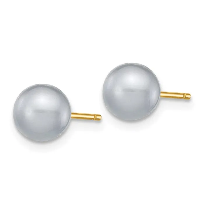 14k 67mm Grey Round Freshwater Cultured Pearl Stud Post Earrings Jewelry Earrings 14k 67mm Grey Round Freshwater Cultured Pearl Stud Post Earrings Jewelry Earrings