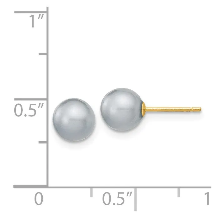 14k 67mm Grey Round Freshwater Cultured Pearl Stud Post Earrings Jewelry Earrings 14k 67mm Grey Round Freshwater Cultured Pearl Stud Post Earrings Jewelry Earrings