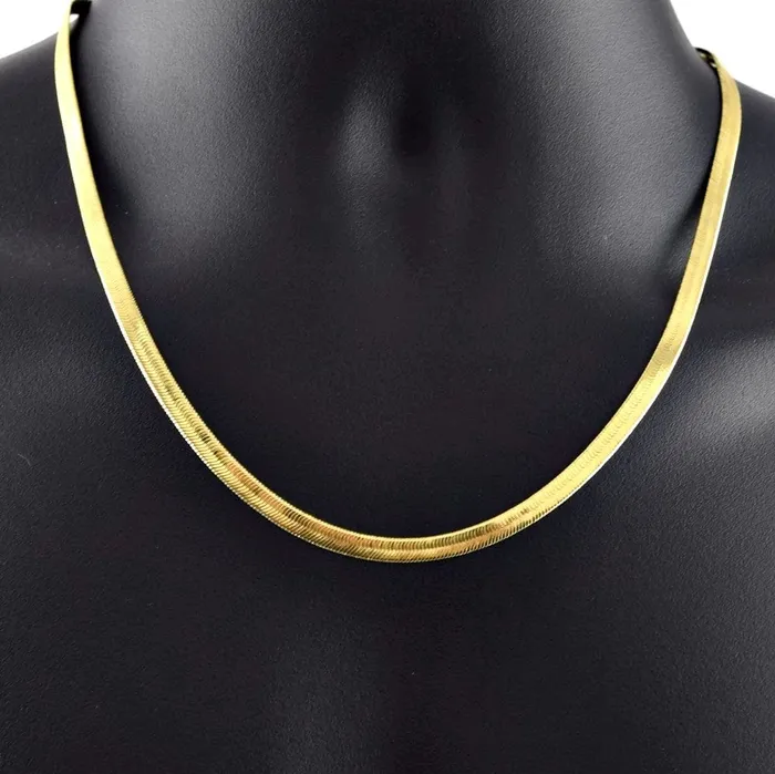 14K Gold Plated Herringbone Chain Necklace 20 x 5mm Bling Cartel Admin Necklaces