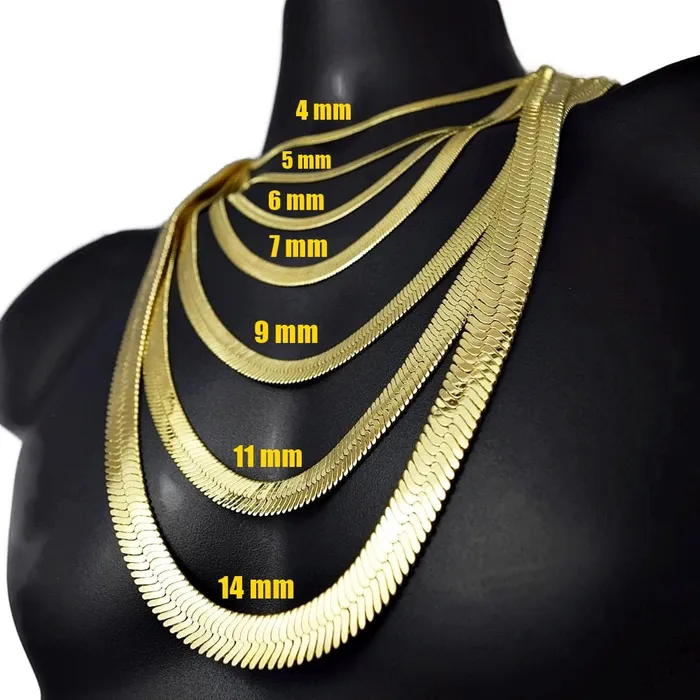 14K Gold Plated Herringbone Chain Necklace 20 x 5mm Bling Cartel Admin Necklaces