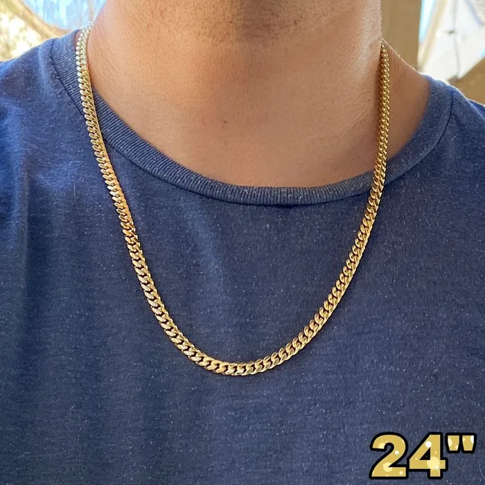 14K Gold Plated over 925 Silver Miami Cuban Link Chain Necklace 5MM 1824 Bling Cartel Admin Necklaces