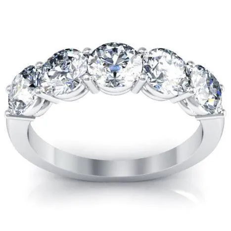 250cttw Shared Prong Round Lab Grown Diamond Five Stone Ring deBebians Rings 250cttw Shared Prong Round Lab Grown Diamond Five Stone Ring deBebians Rings