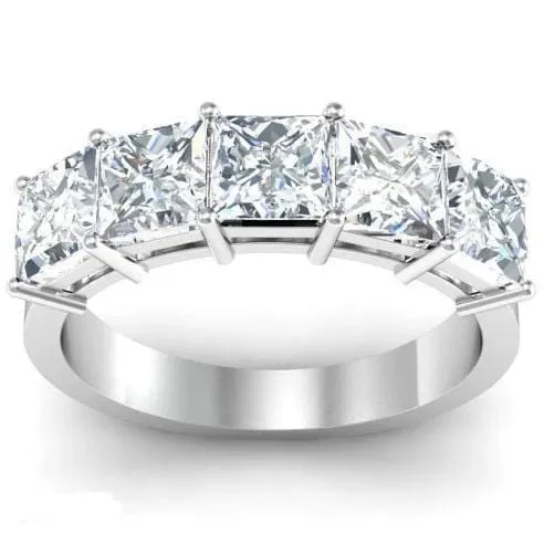 300cttw Princess Cut Shared Prong 5 Stone Anniversary Ring deBebians Rings 300cttw Princess Cut Shared Prong 5 Stone Anniversary Ring deBebians Rings