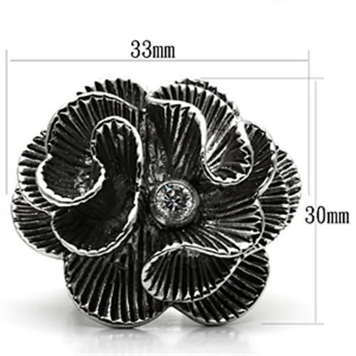 3W245 Rhodium Brass Ring with AAA Grade CZ in Clear Alamode Rings