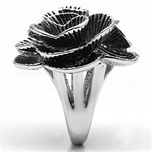 3W245 Rhodium Brass Ring with AAA Grade CZ in Clear Alamode Rings
