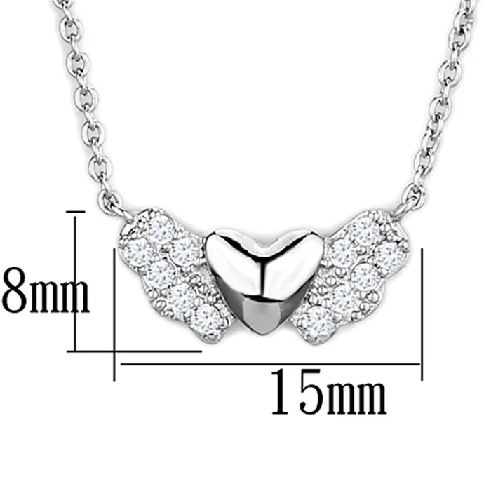 3W451 Rhodium Brass Necklace with AAA Grade CZ in Clear Alamode Necklaces