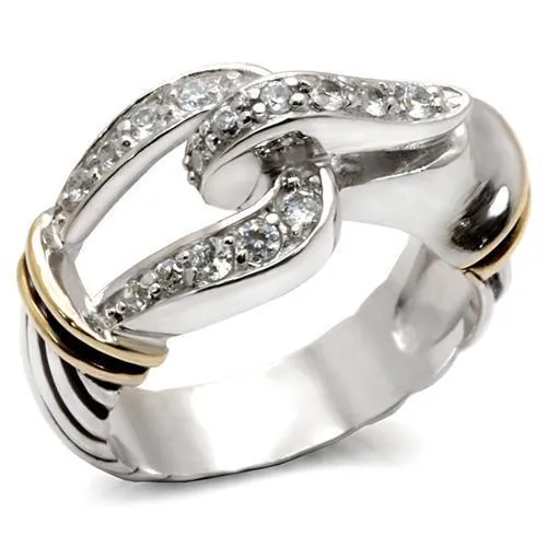 Alamode 37709 Reverse TwoTone 925 Sterling Silver Ring with AAA Grade CZ in Clear Rings Alamode 37709 Reverse TwoTone 925 Sterling Silver Ring with AAA Grade CZ in Clear Rings