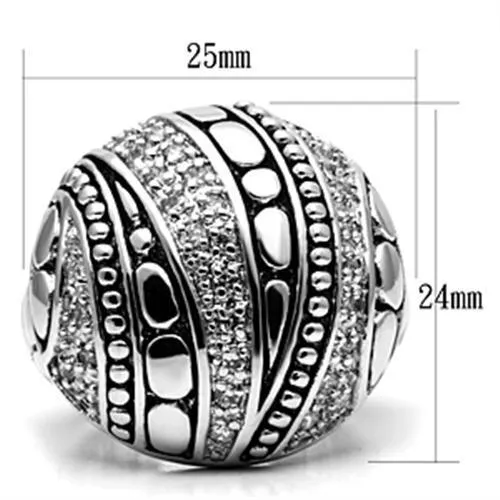 Alamode 3W244 Rhodium Brass Ring with AAA Grade CZ in Clear Rings