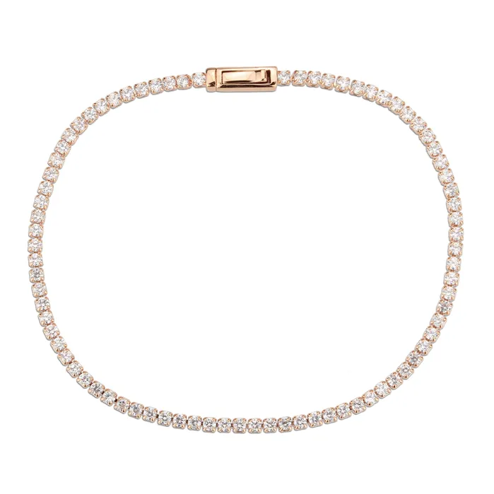 Alamode Bracelets 3W1684 Rose Gold Brass Bracelet with AAA Grade CZ in Clear Alamode Bracelets 3W1684 Rose Gold Brass Bracelet with AAA Grade CZ in Clear