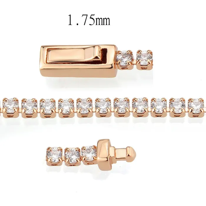 Alamode Bracelets 3W1684 Rose Gold Brass Bracelet with AAA Grade CZ in Clear Alamode Bracelets 3W1684 Rose Gold Brass Bracelet with AAA Grade CZ in Clear