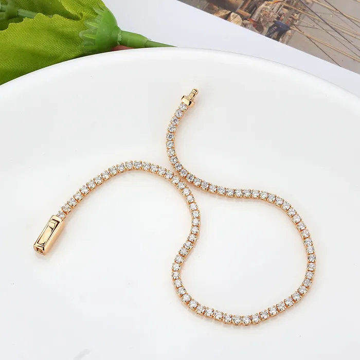 Alamode Bracelets 3W1684 Rose Gold Brass Bracelet with AAA Grade CZ in Clear Alamode Bracelets 3W1684 Rose Gold Brass Bracelet with AAA Grade CZ in Clear