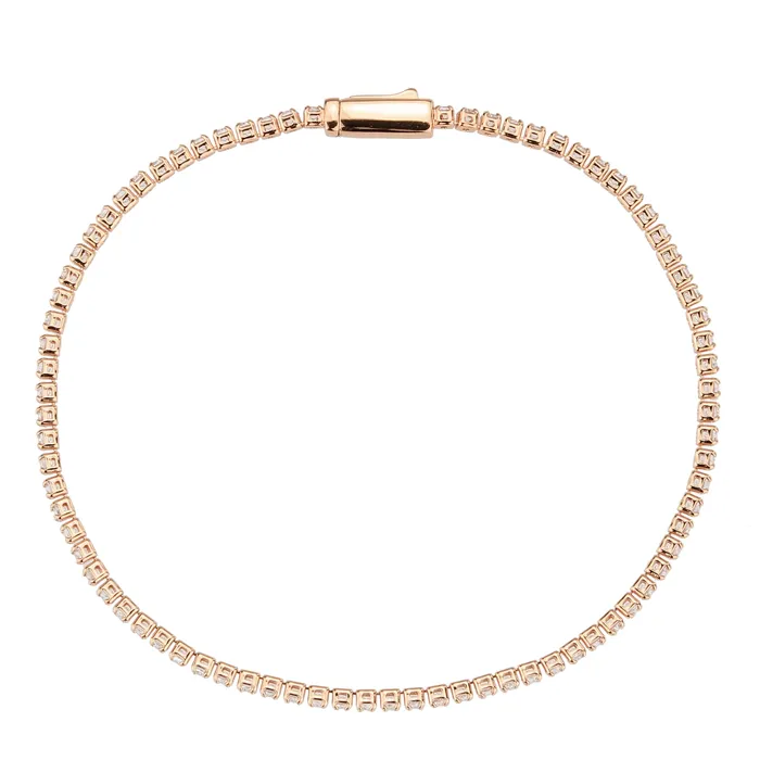 Alamode Bracelets 3W1684 Rose Gold Brass Bracelet with AAA Grade CZ in Clear Alamode Bracelets 3W1684 Rose Gold Brass Bracelet with AAA Grade CZ in Clear