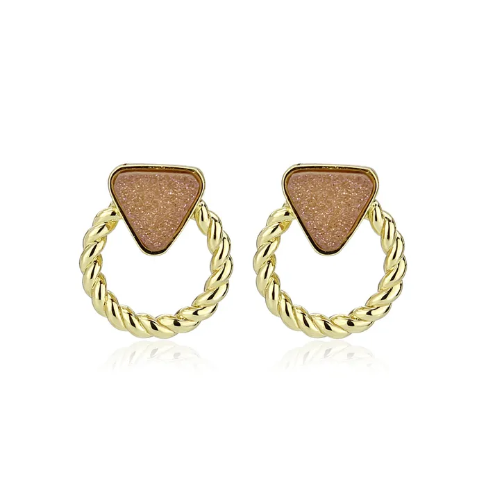 Alamode Earrings 3W1727E Flash GoldEcoating Brass Earring with Druzy in Rose Gold