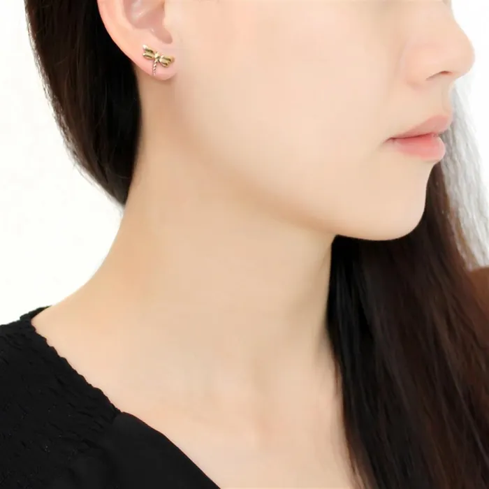 Alamode Earrings TK3491 IP GoldIon Plating Stainless Steel Earrings with No Stone